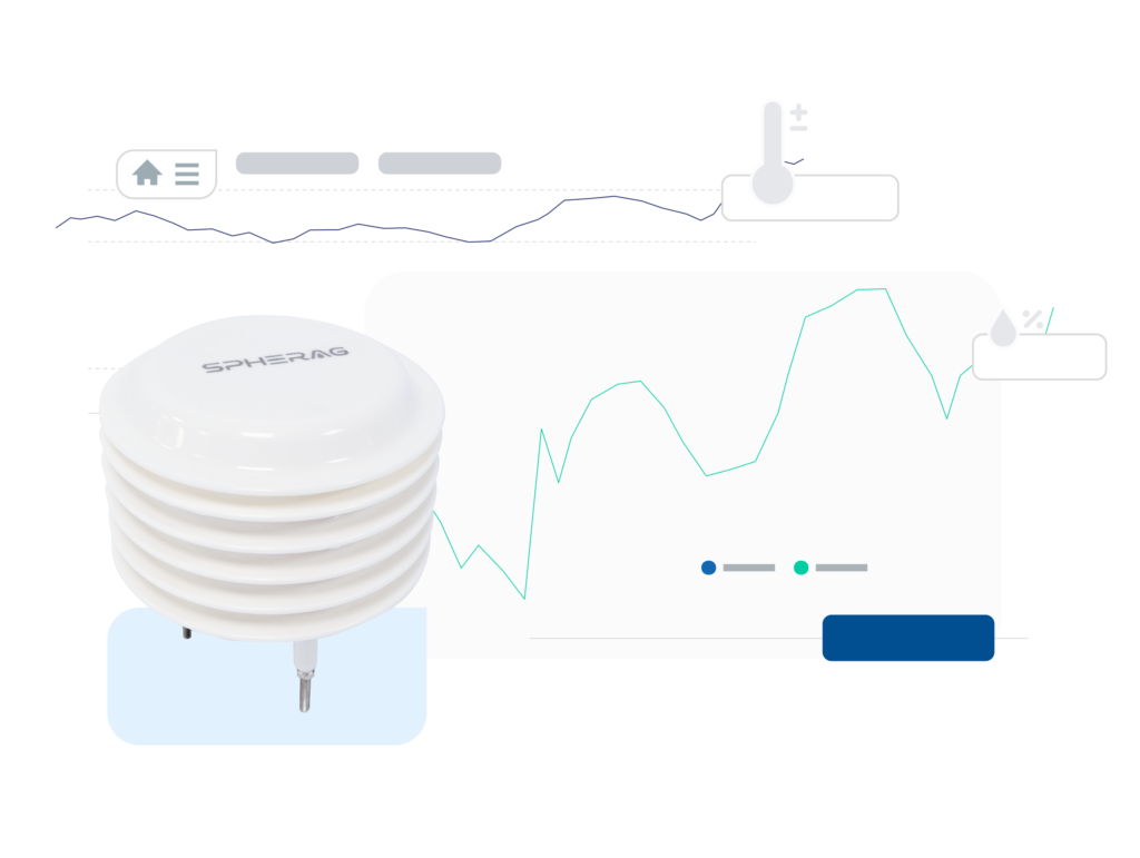 Sensor de ambiente y gráfica representativa de datos recogidos, sobre temperatura y humedad